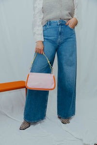 STICKY SIS HANDBAG roze + oranje + pistachio
