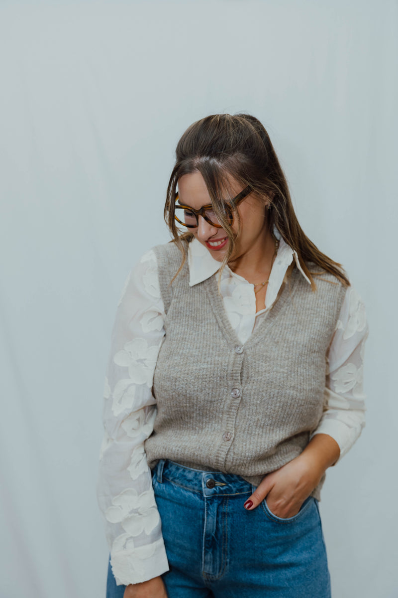 OBJDIANA KNIT WAISTCOAT beige