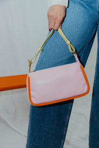 STICKY SIS HANDBAG roze + oranje + pistachio