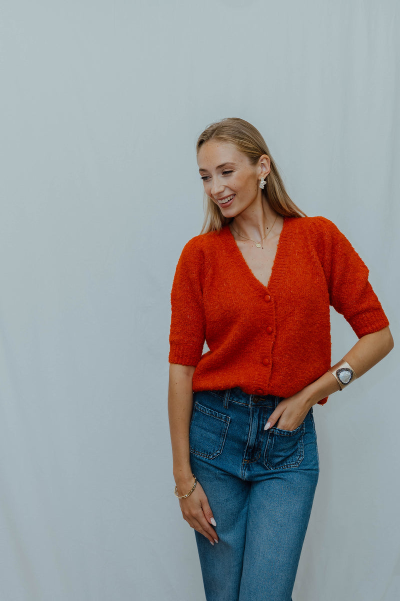 IHLOUCLE CARDIGAN donker oranje