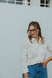 OBJTYLA SHIRT beige/bloem