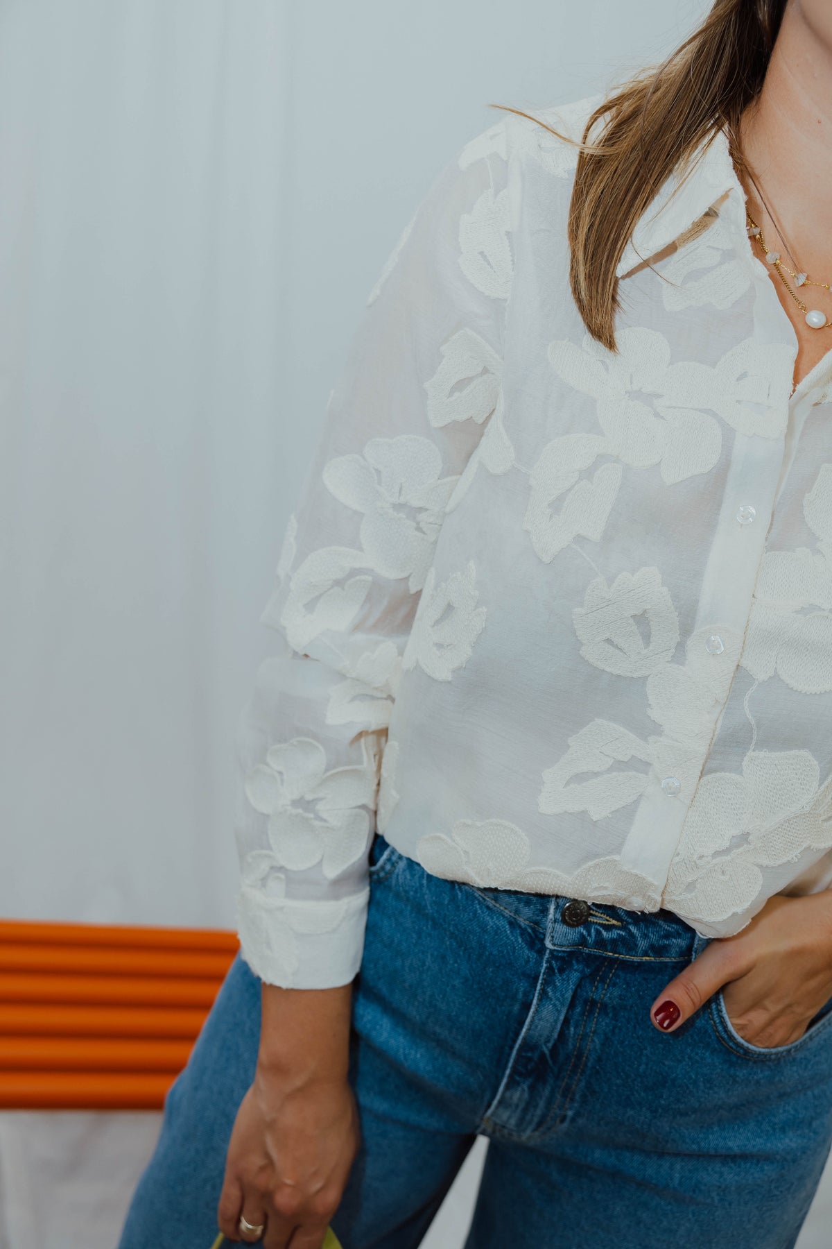 OBJTYLA SHIRT beige/bloem
