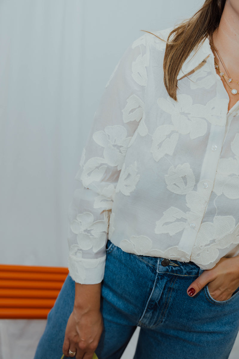 OBJTYLA SHIRT beige/bloem