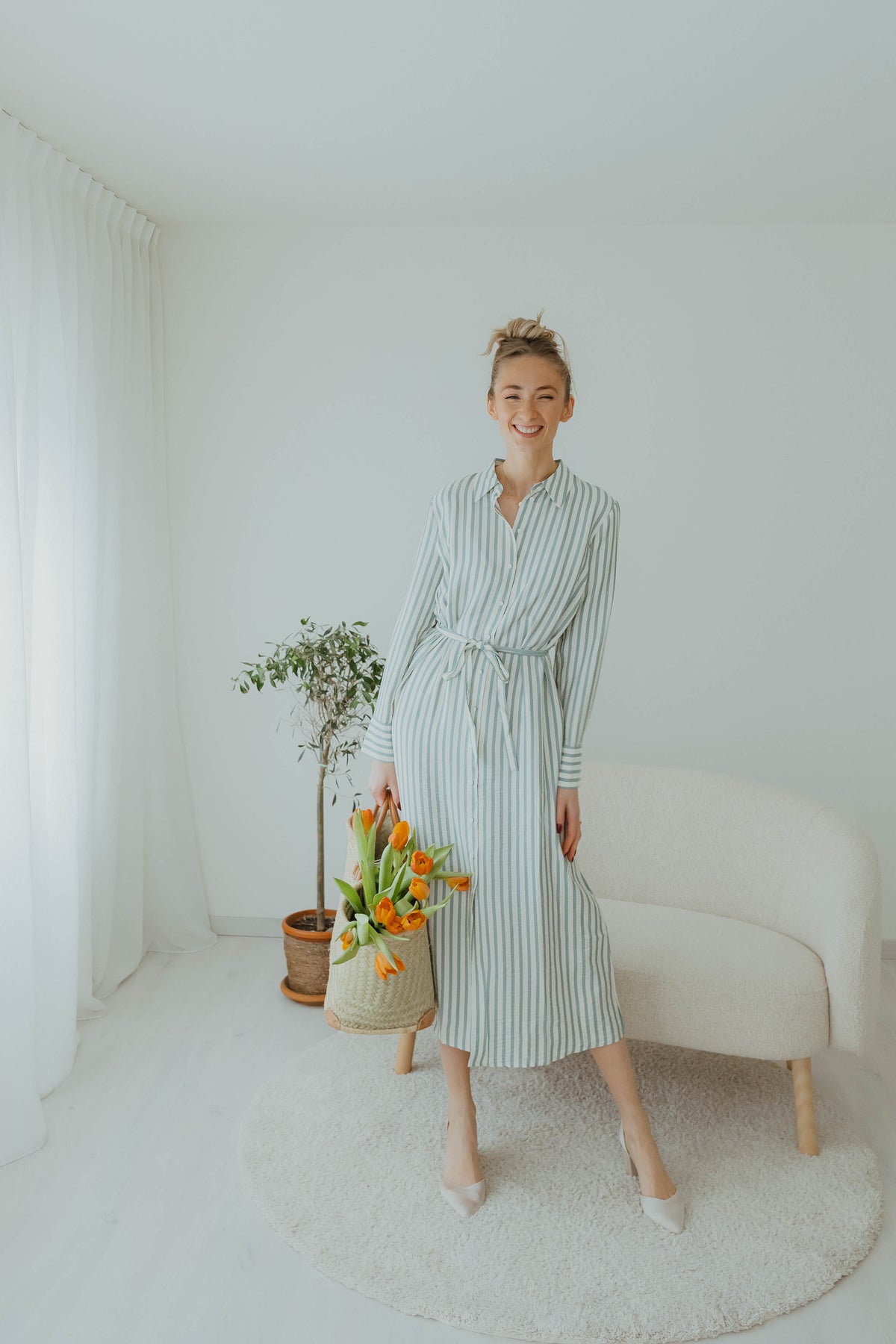 YASKAYA LONG SHIRT DRESS groen