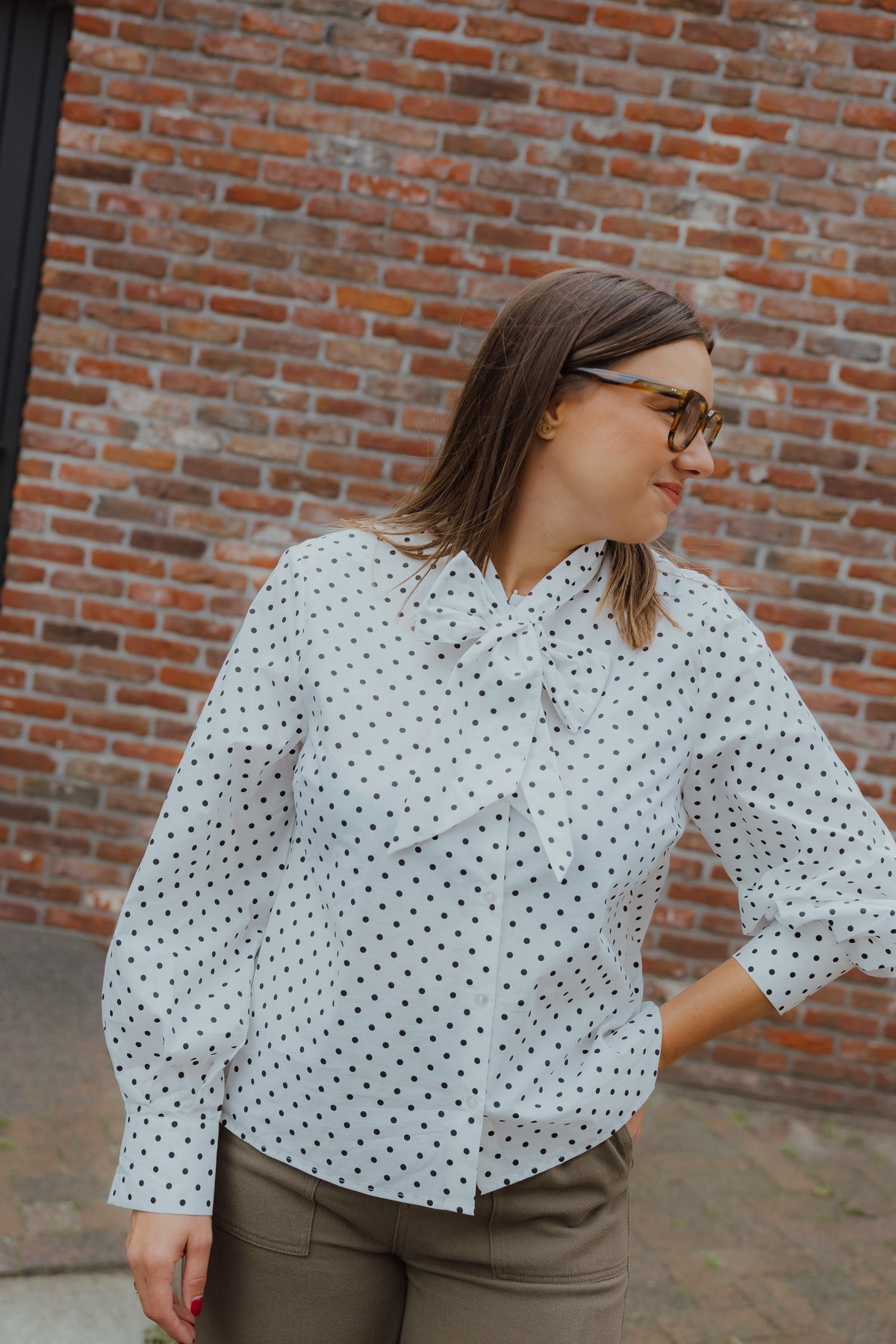 KAMILLY SHIRT zwart/wit dot