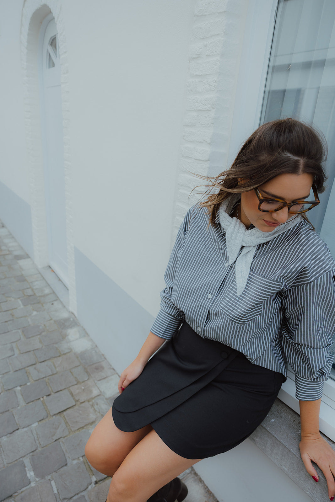 OBJZILA  SHIRT zwart/wit