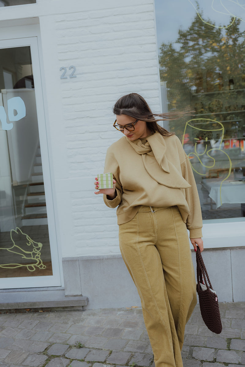 OBJPELLA WIDE PANT olive