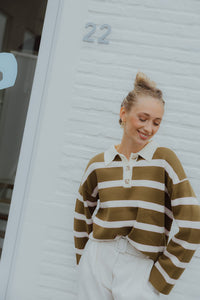 YASISABELL  POLO KNIT PULLOVER bruin