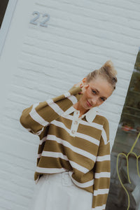 YASISABELL  POLO KNIT PULLOVER bruin