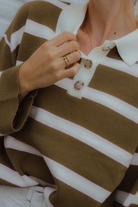 YASISABELL  POLO KNIT PULLOVER bruin