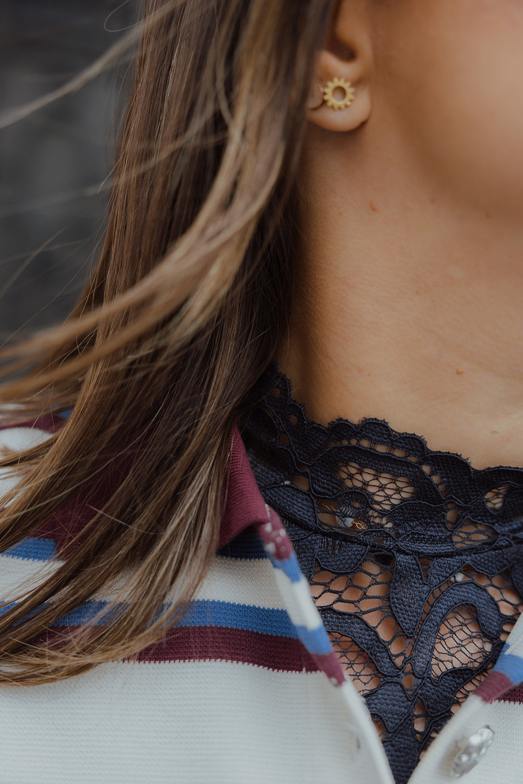 YASLACEY LACE TOP navy