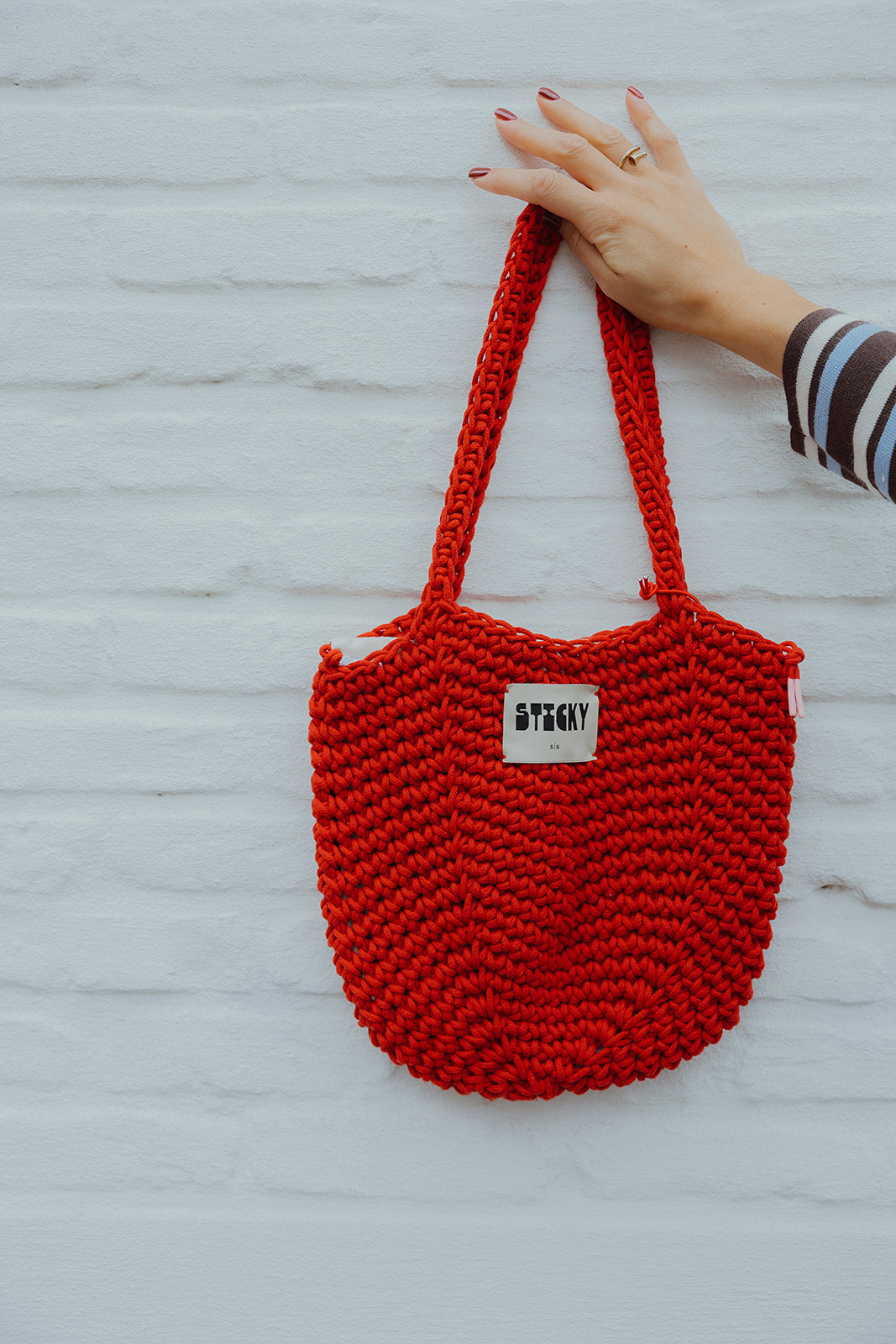 CROCHET BAG rood