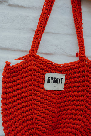 CROCHET BAG rood
