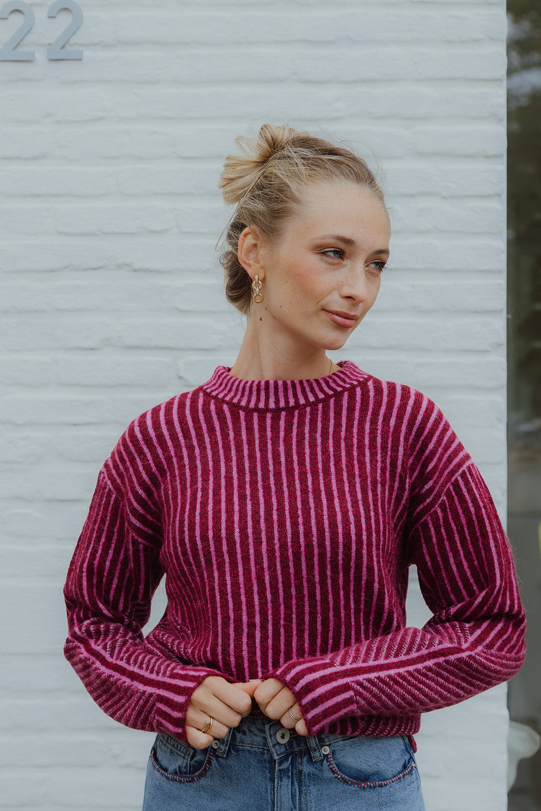 IHKAMARA LS STRIPE roze streep
