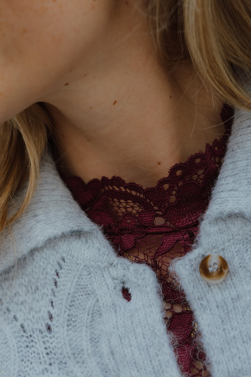 YASLACEY LACE TOP bordeaux