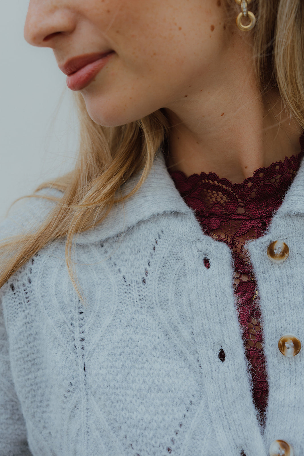 OBJKAISA FLORA 3/4 CARDIGAN grijs