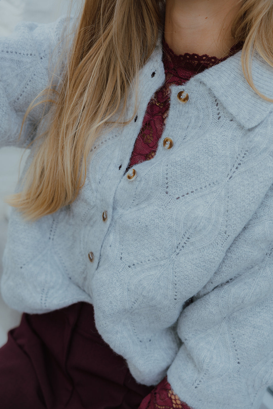 OBJKAISA FLORA 3/4 CARDIGAN grijs