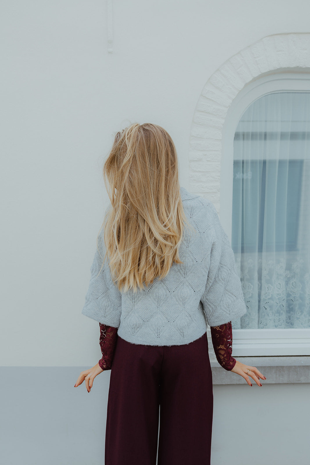 OBJKAISA FLORA 3/4 CARDIGAN grijs