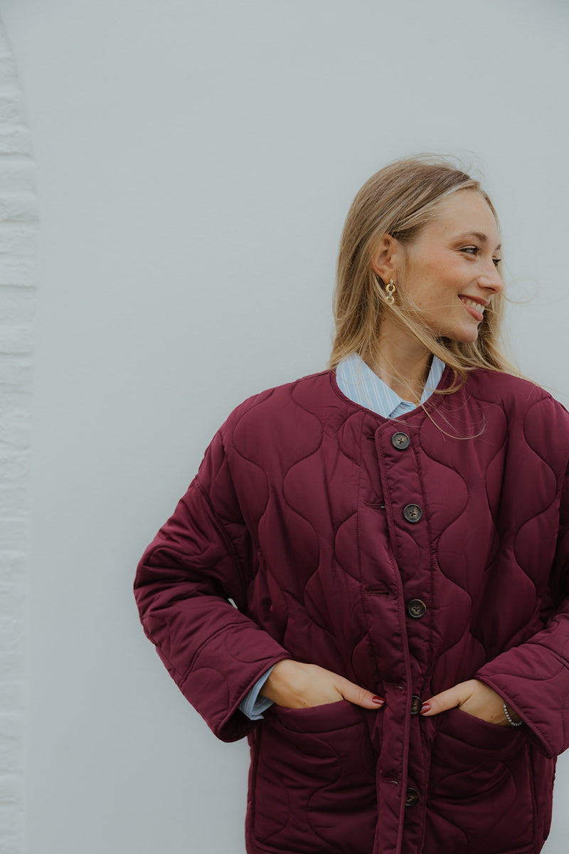 OBJALLIE QUILTED JACKET bordeaux