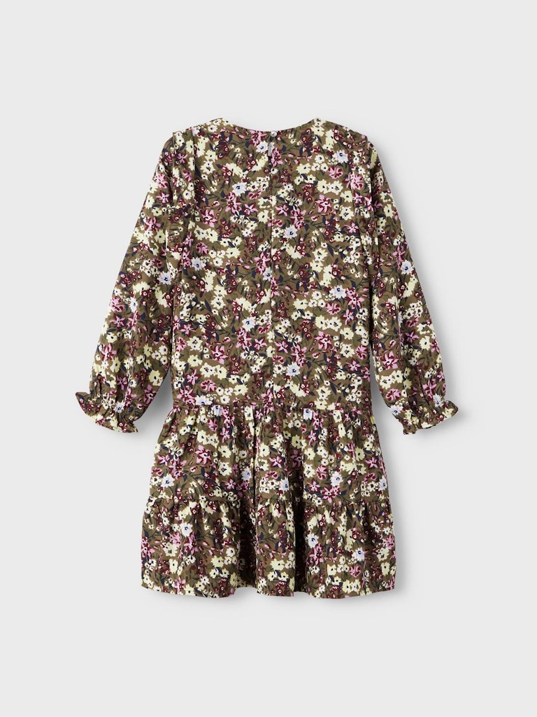 NKFNELLY LS DRESS kaki bloemen