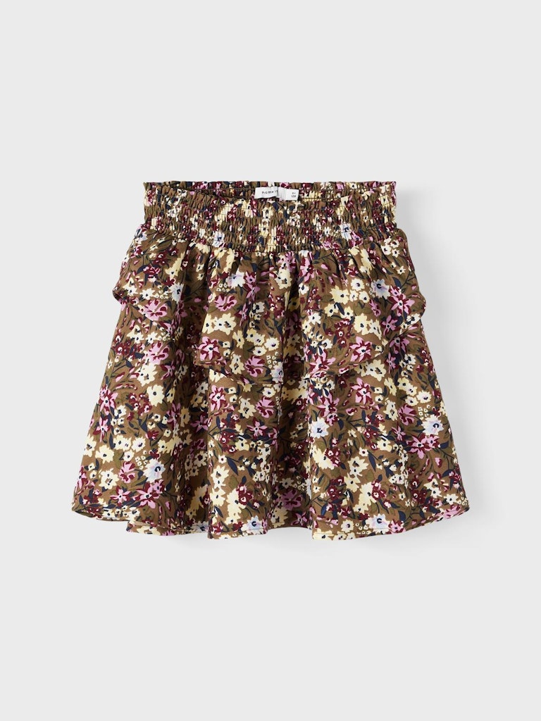 NKFNELLY LS SKIRT kaki bloemen