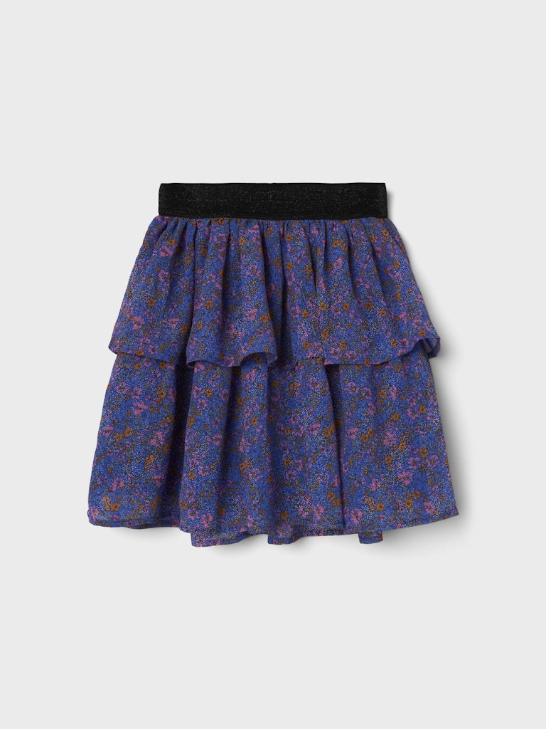 NKFOLASIGNE SKIRT glitter band blauw met bloemen