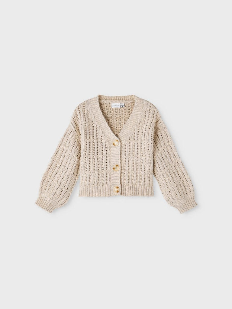 NMFOFISILLE LS KNIT CARDIGAN beige glitter