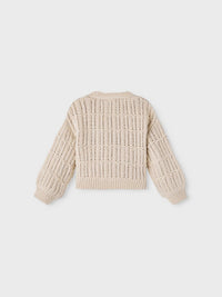 NMFOFISILLE LS KNIT CARDIGAN beige glitter