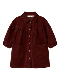 NMFOBERT CORD DRESS bordeaux
