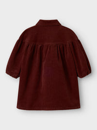 NMFOBERT CORD DRESS bordeaux
