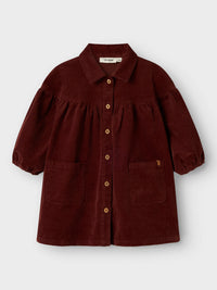 NMFOBERT CORD DRESS bordeaux