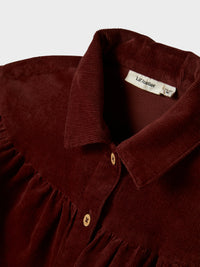 NMFOBERT CORD DRESS bordeaux