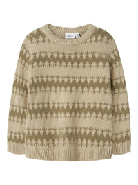 NMMOSCAR KNIT ecru/groen