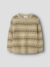NMMOSCAR KNIT ecru/groen
