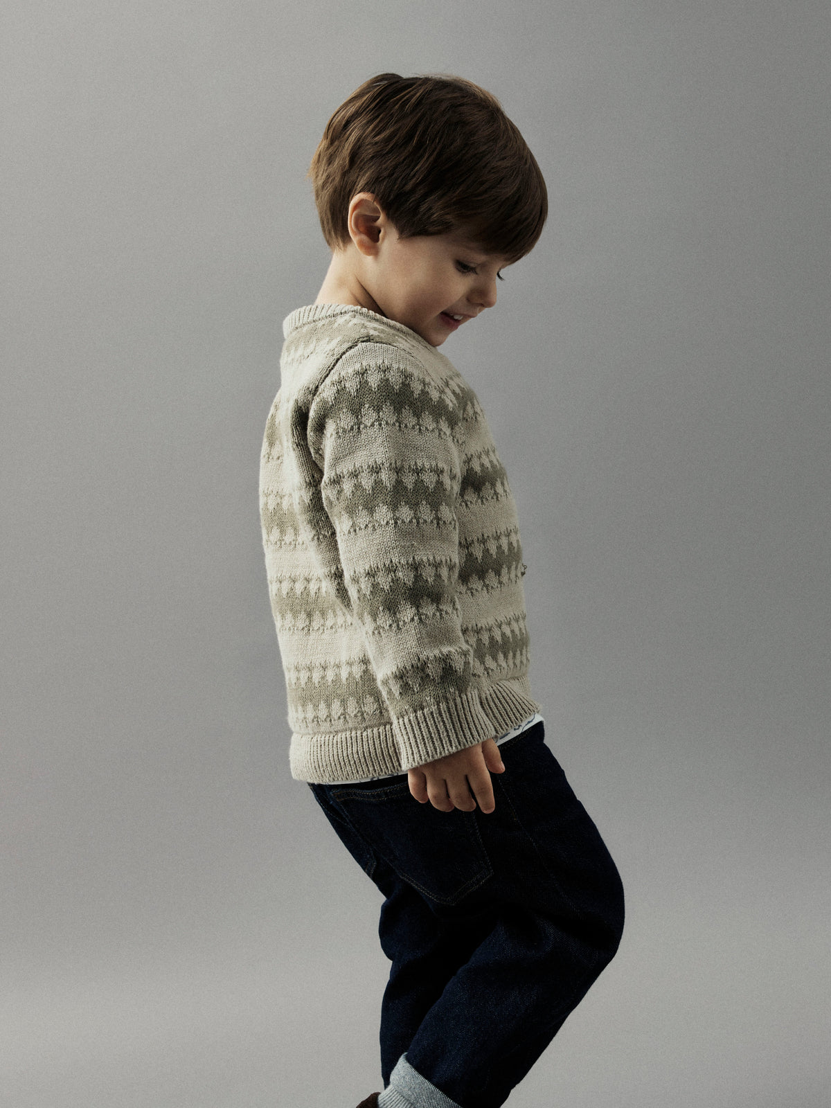 NMMOSCAR KNIT ecru/groen