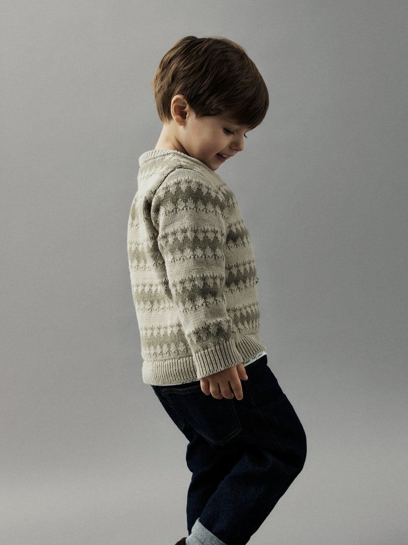 NMMOSCAR KNIT ecru/groen