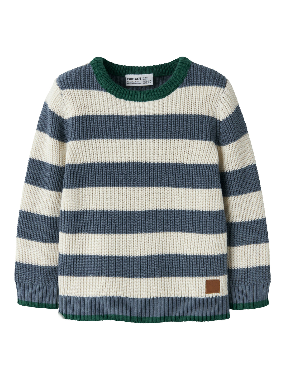 NMMNEREUS LS KNIT blauw/wit