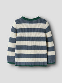 NMMNEREUS LS KNIT blauw/wit