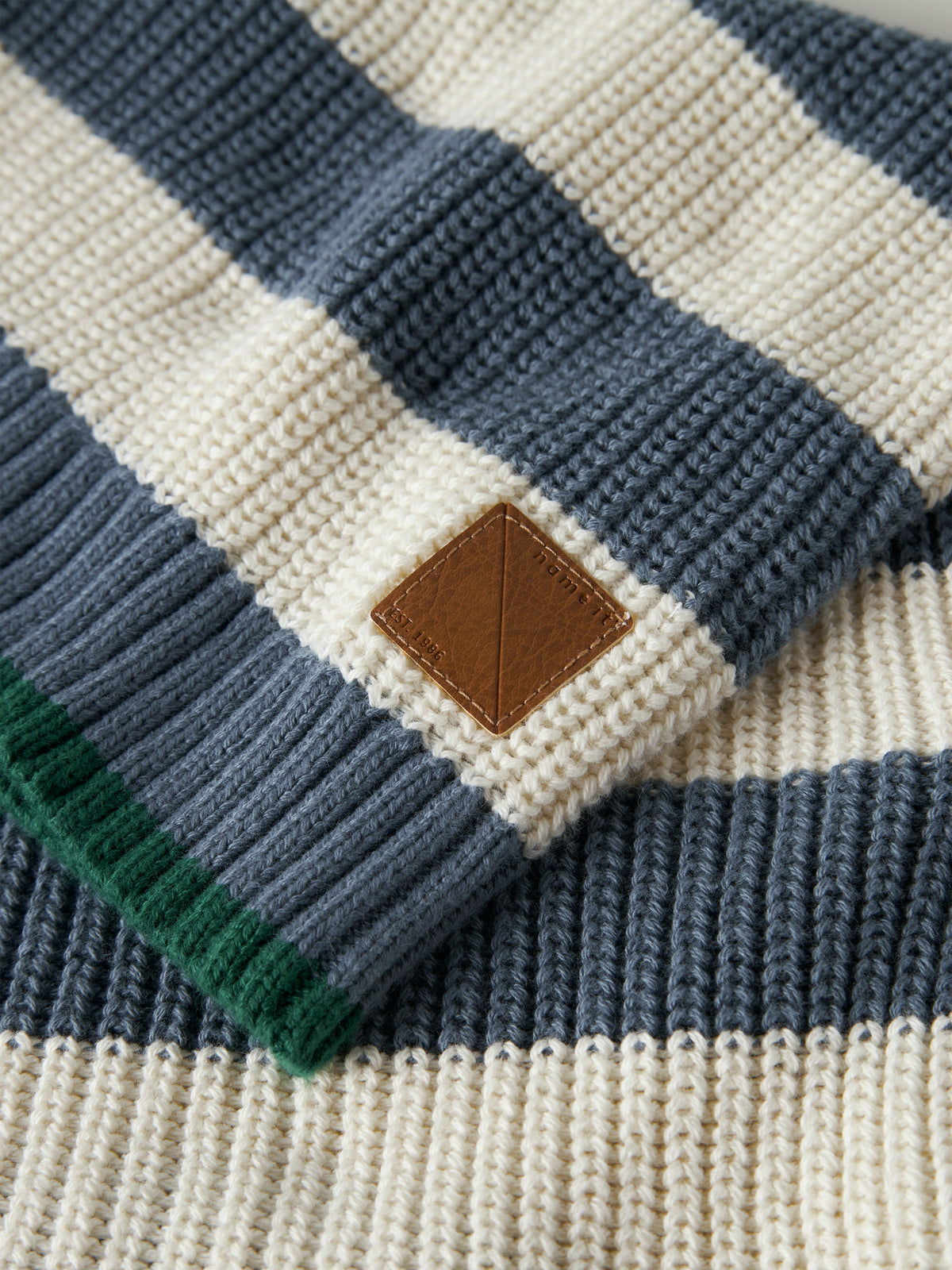 NMMNEREUS LS KNIT blauw/wit