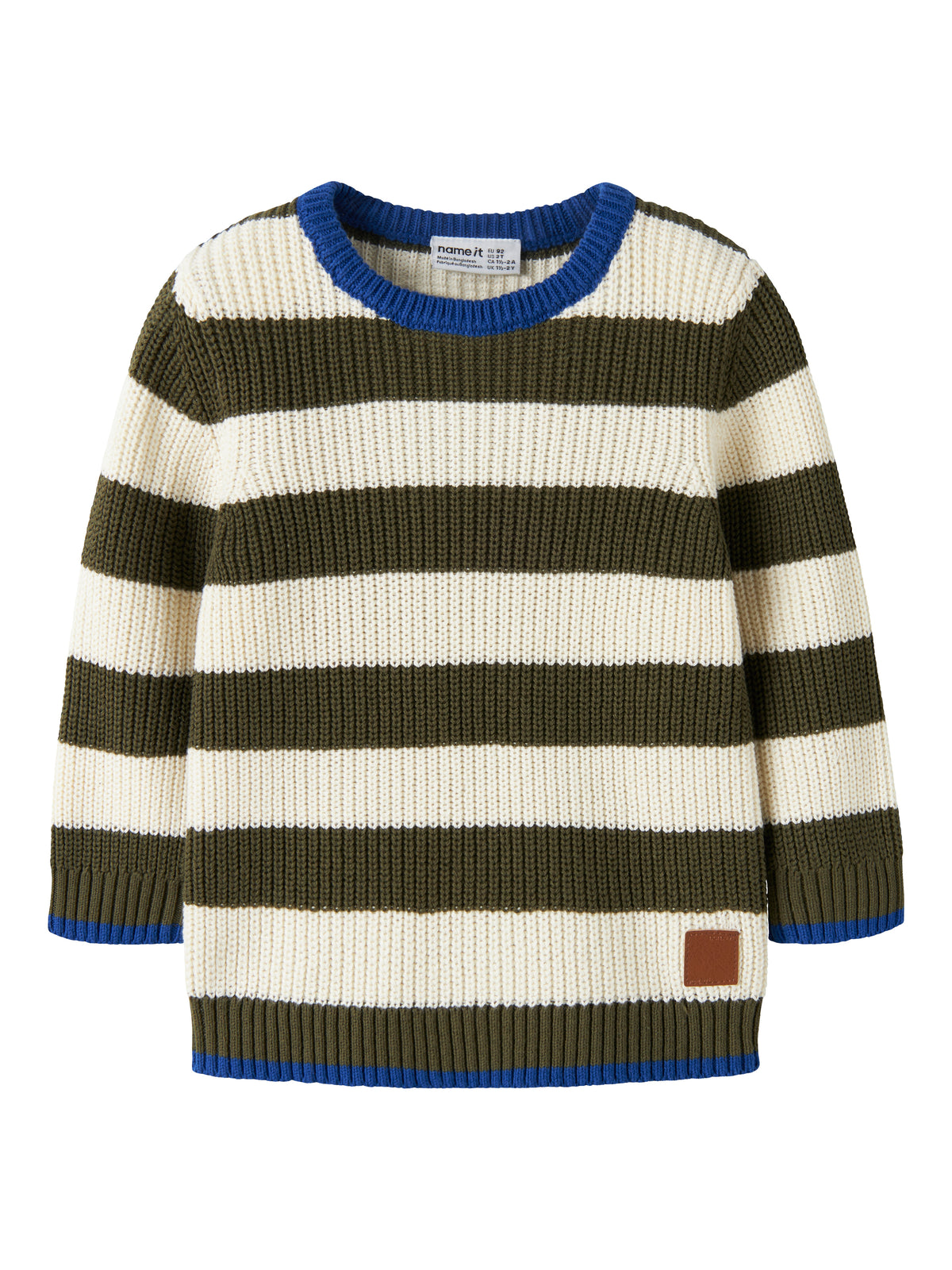 NMMNEREUS LS KNIT groen/wit