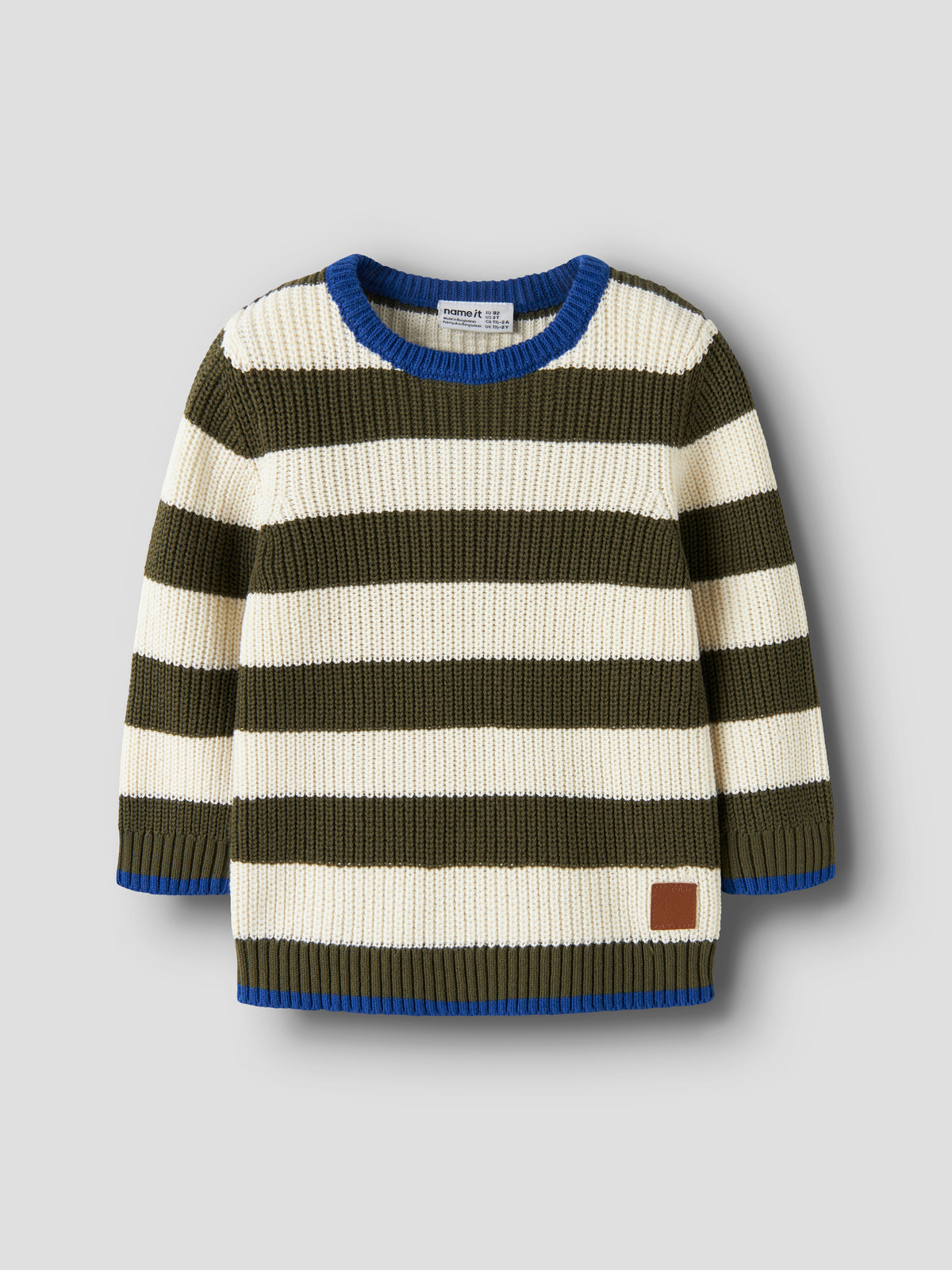 NMMNEREUS LS KNIT groen/wit
