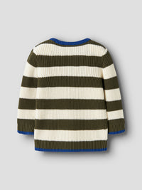 NMMNEREUS LS KNIT groen/wit