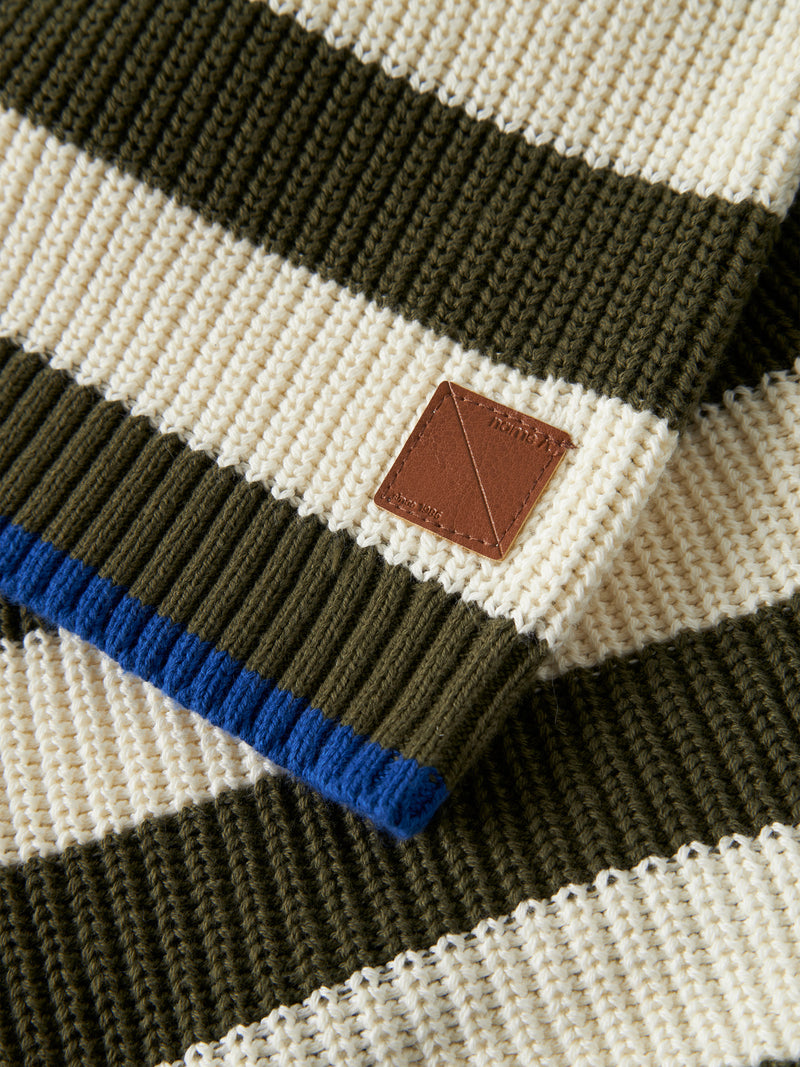 NMMNEREUS LS KNIT groen/wit