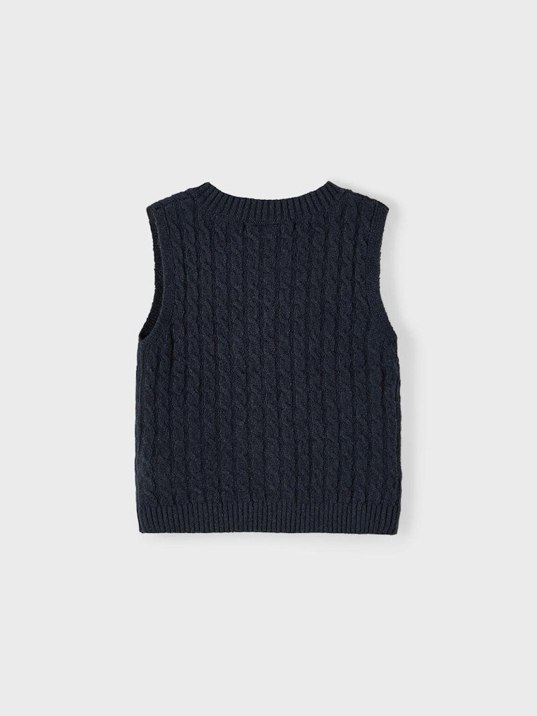 NMMRASMO KNIT VEST donker blauw