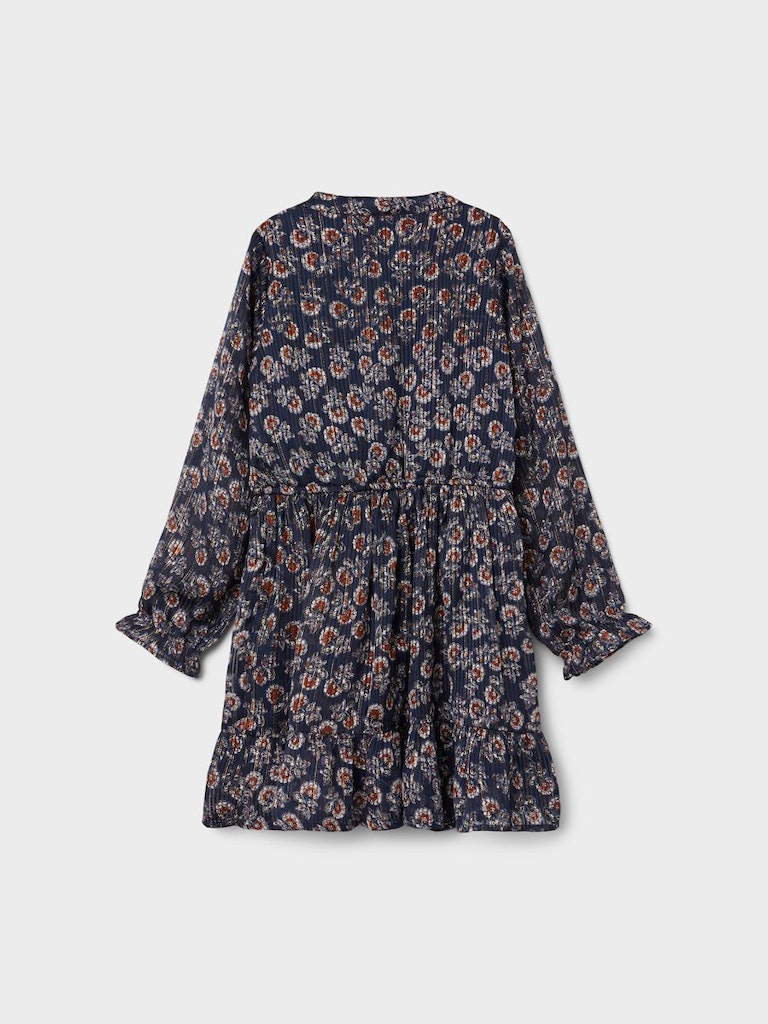 NKFSUELA LS DRESS donkerblauw glitter bloem