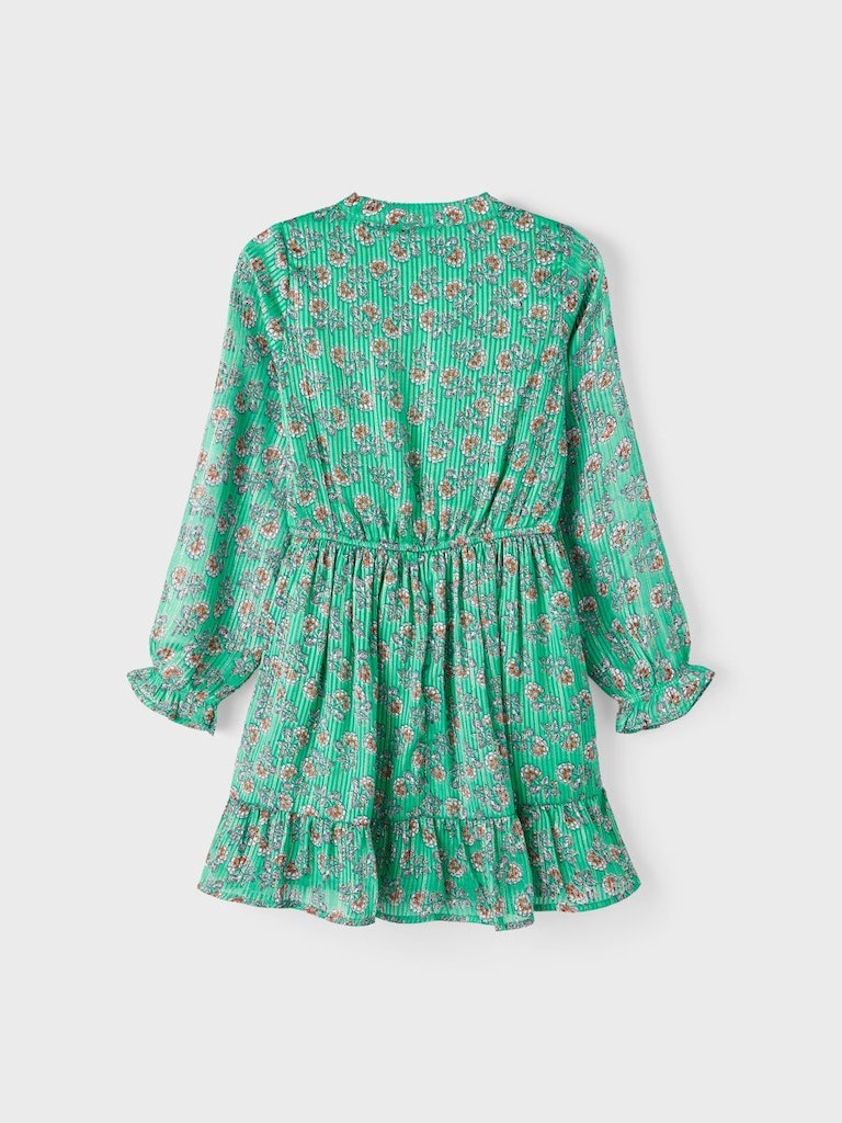 NKFSUELA LS DRESS groen bloem glitter