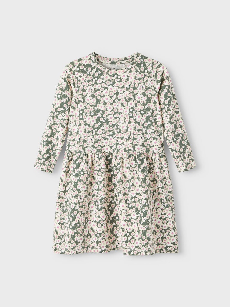 NMFBELLE LS DRESS groen bloemen