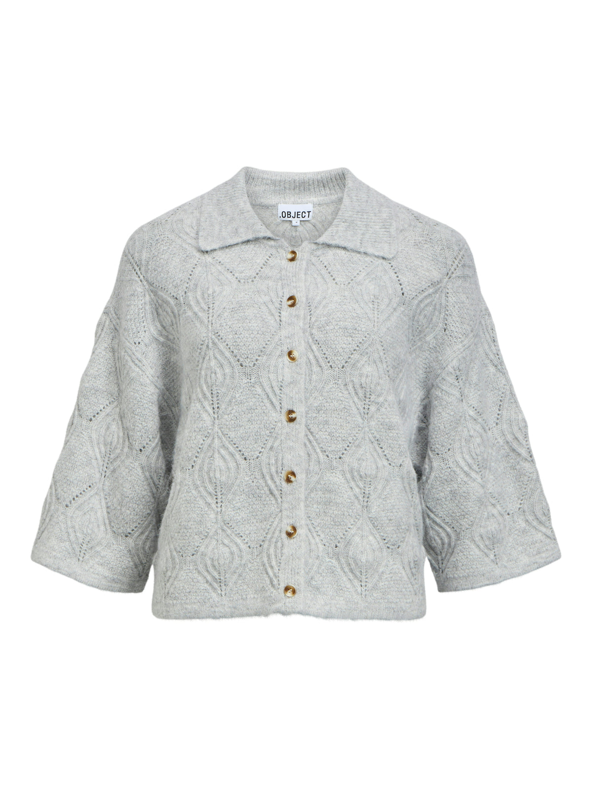 OBJKAISA FLORA 3/4 CARDIGAN grijs