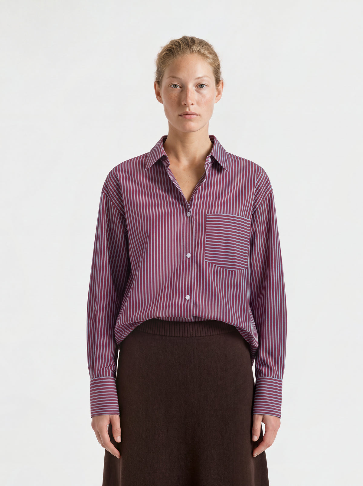 OBJZILA  SHIRT wijn/blauw