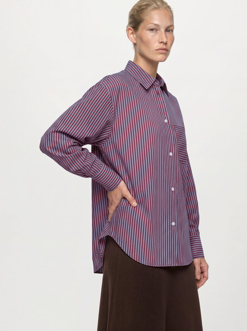 OBJZILA  SHIRT wijn/blauw